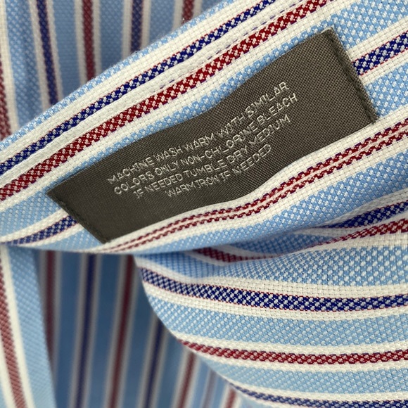 Daniel Cremieux Men’s Button Down Red Blue White Stripe Short Sleeve Shirt XL - Picture 7 of 13